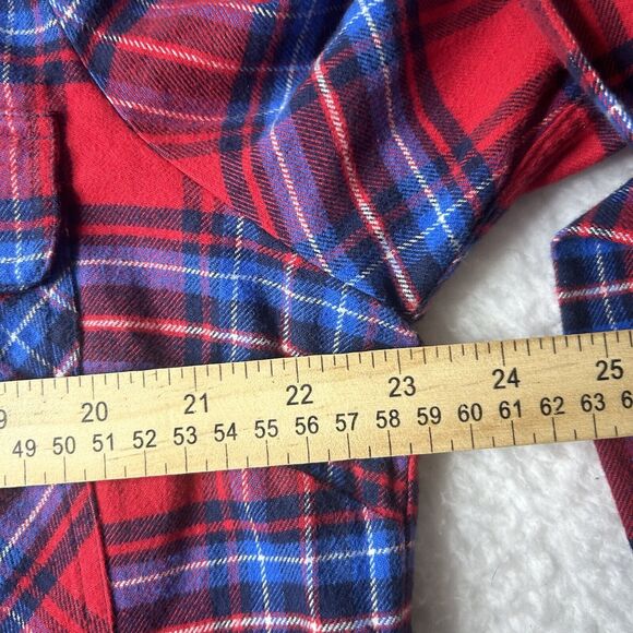 J.Crew Mercantile L Women’s Quarter Zip Tartan Plaid Red Flannel - Picture 9 of 10